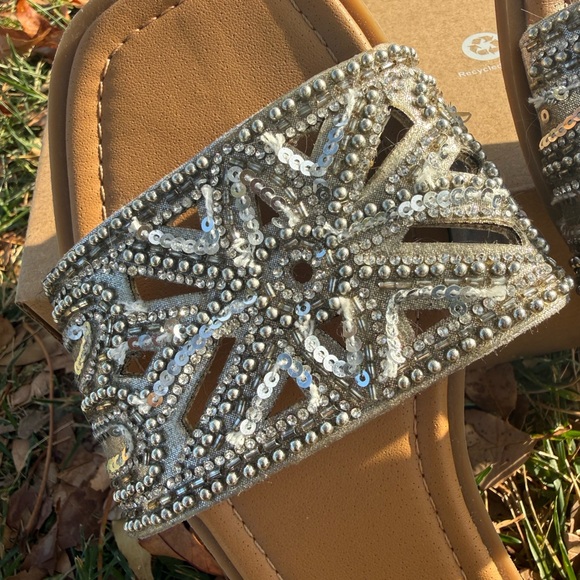 ANDIAMO Silver Embellished Women's Sandals - Picture 2 of 3